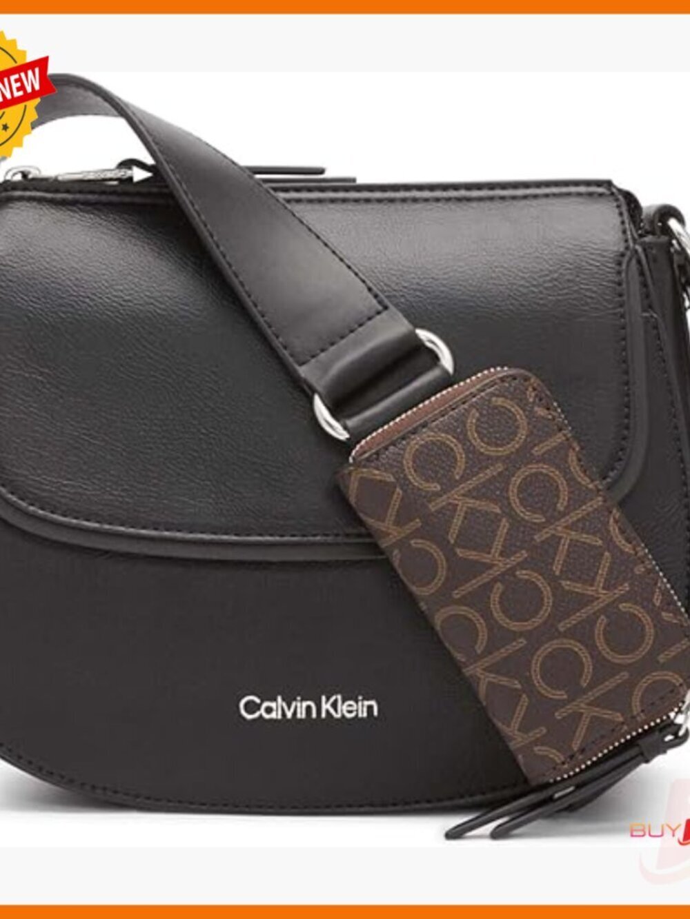 Vegan Leather Crossbody Bag with Multiple Pockets, Adjustable Strap